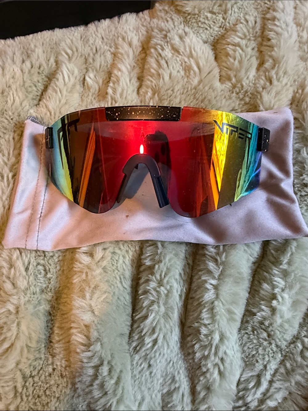 Pit Viper Men's Shield Sunglasses - Red Mirror with Rainbow Accents